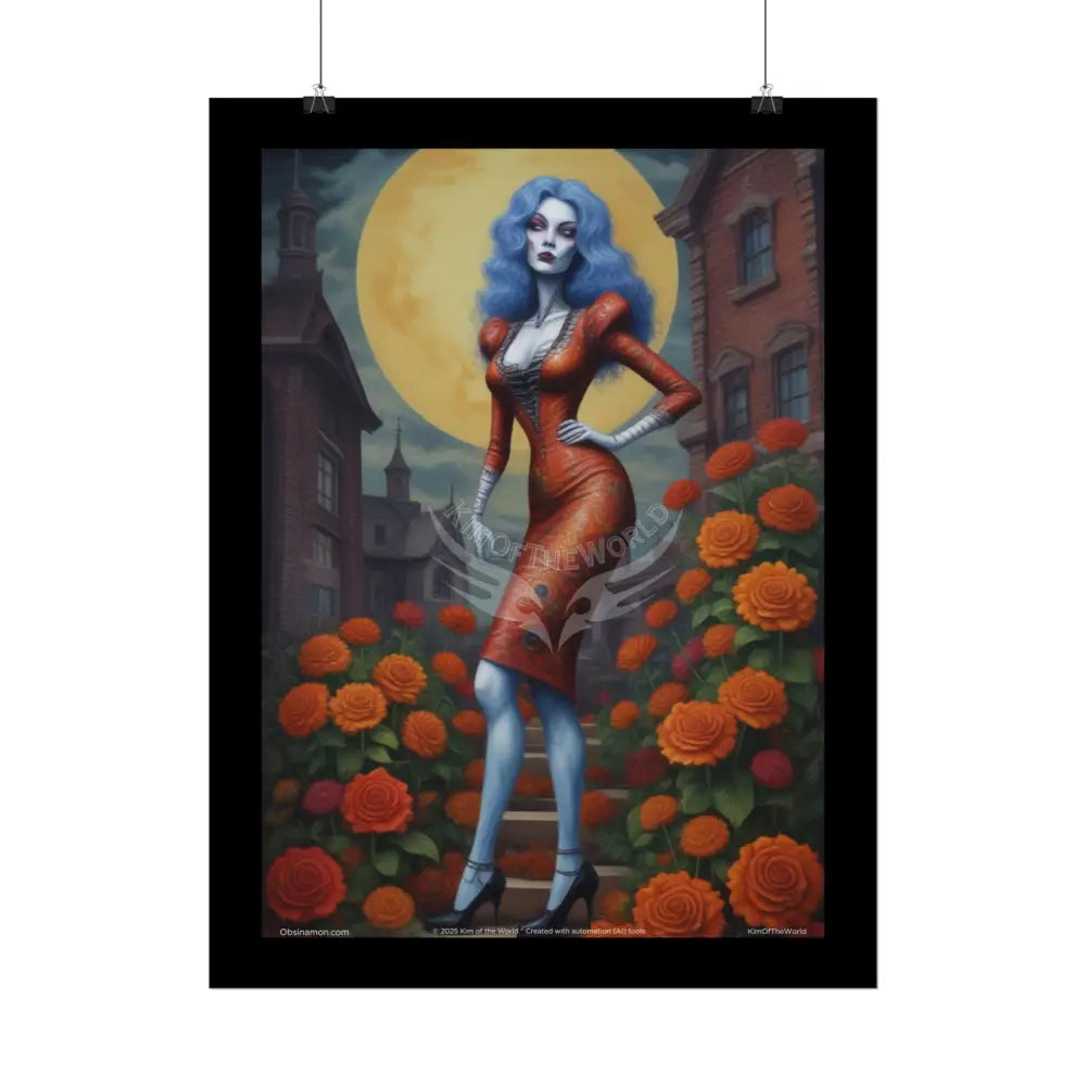 Weird Fashion Giant Goth Girl Gothic Tall Girl Fashion Giantess Stiletto Fetish Zombie Halloween Lady Poster — Art