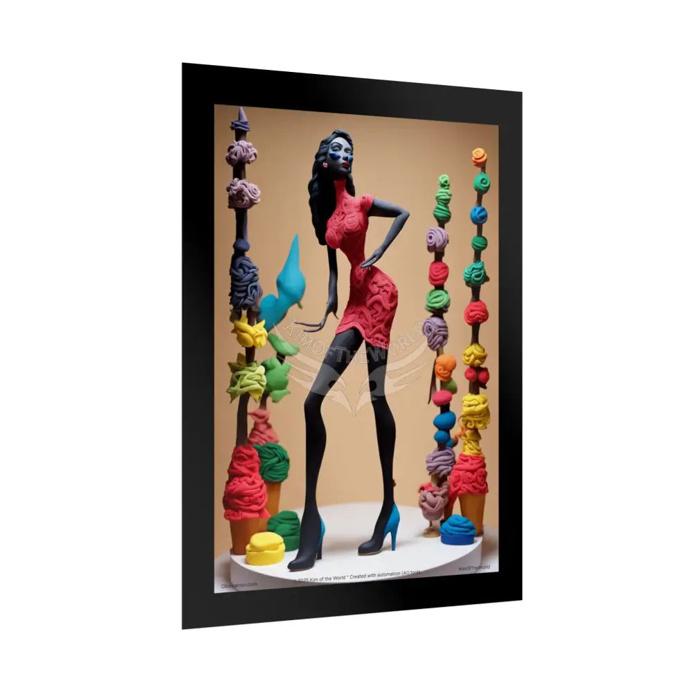 Weird Giant Empowered Vaporwave Fashion Lady Tall Girl Fashion Giantess Stiletto Fetish Clay Poster — Art Print Poster