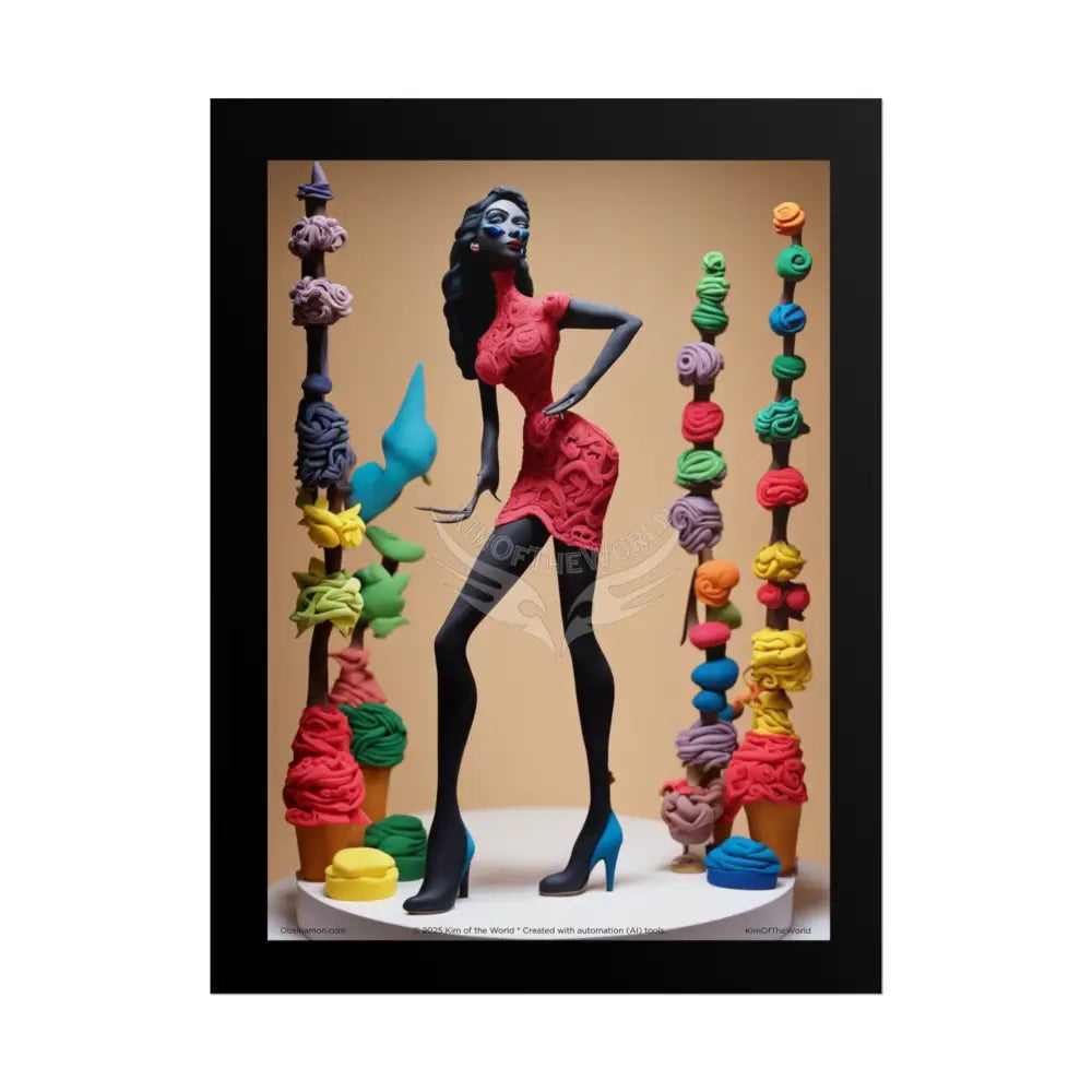 Weird Giant Empowered Vaporwave Fashion Lady Tall Girl Fashion Giantess Stiletto Fetish Clay Poster — Art Print 18″ x