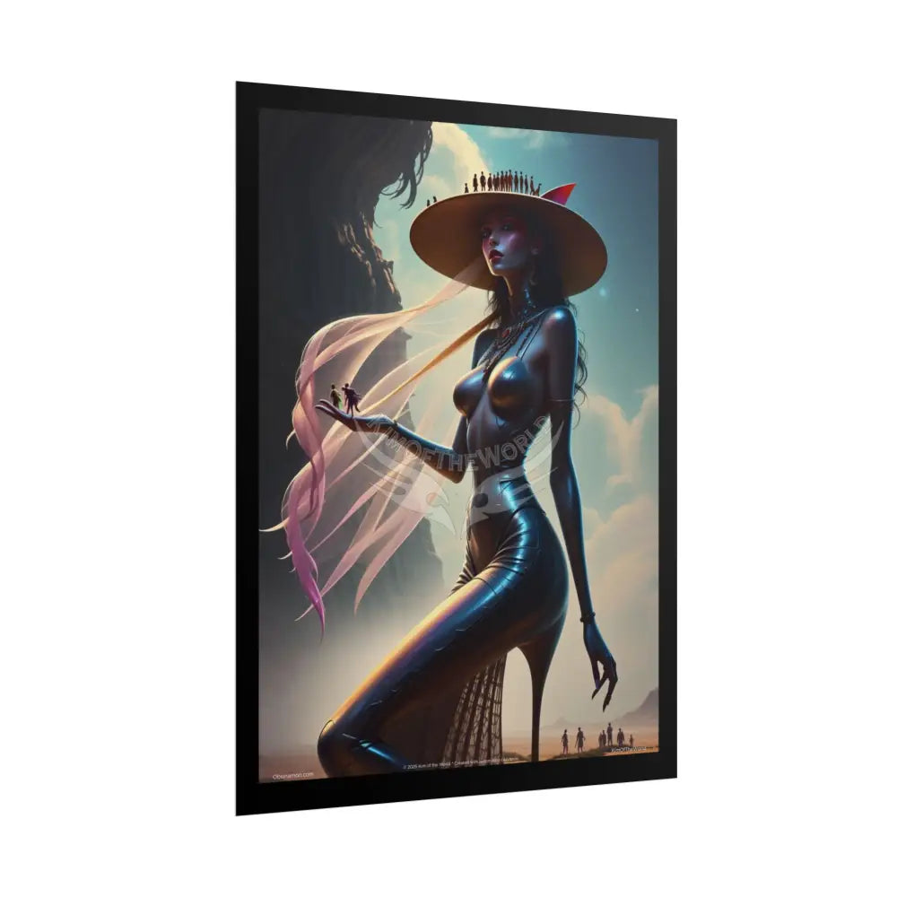 Weird Giant Stiletto Steampunk Giantess Sexy Fashion Cosplay Giant CatLady Portrait — Playful Art Print Poster Set