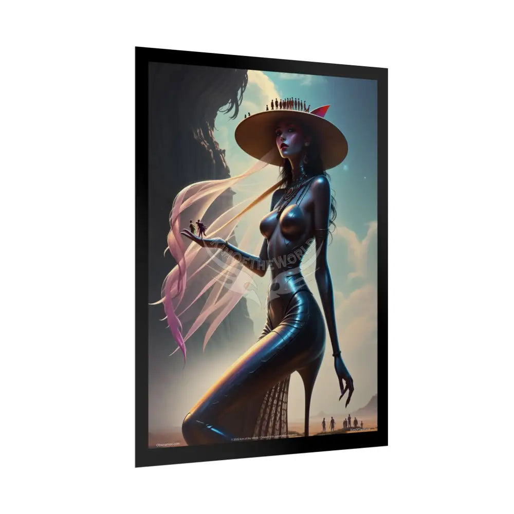 Weird Giant Stiletto Steampunk Giantess Sexy Fashion Cosplay Giant CatLady Portrait — Playful Art Print Poster Set