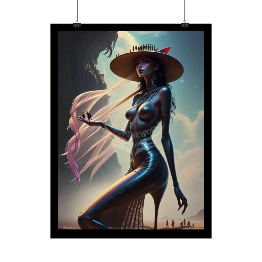 Weird Giant Stiletto Steampunk Giantess Sexy Fashion Cosplay Giant CatLady Portrait — Playful Art Print Poster Set