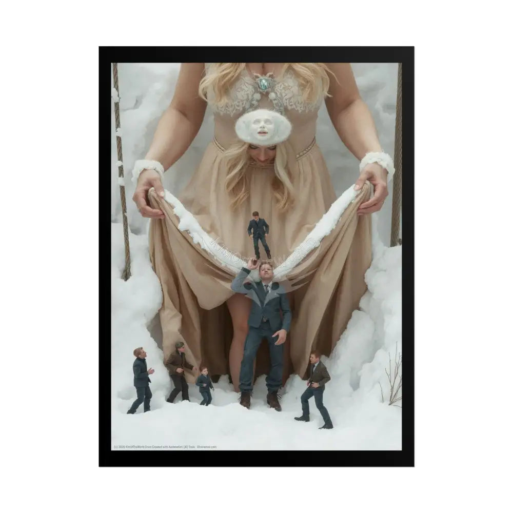 Weird Giantess Giant Tall Girlfriend Boyfriends Unusual Surreal Fantasy Art Print - Rolled Poster 18″ x 24″ (Vertical)