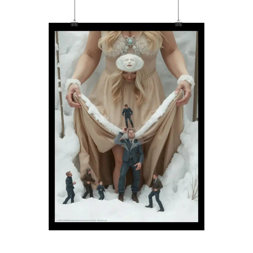 Weird Giantess Giant Tall Girlfriend Boyfriends Unusual Surreal Fantasy Art Print - Rolled Poster Poster