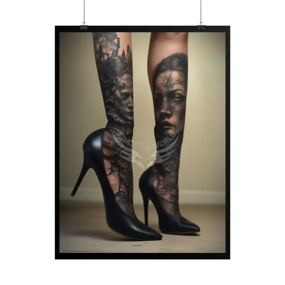 Weird Mismatched Giant High Heel Shoes - Lace Face Boot Feet Shoe High Heel Art Print Poster Poster