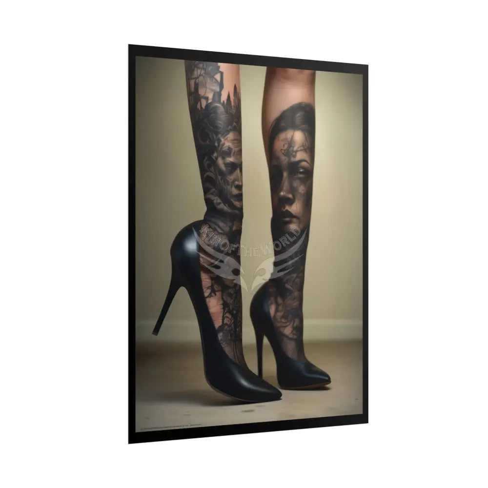 Weird Mismatched Giant High Heel Shoes - Lace Face Boot Feet Shoe High Heel Art Print Poster Poster