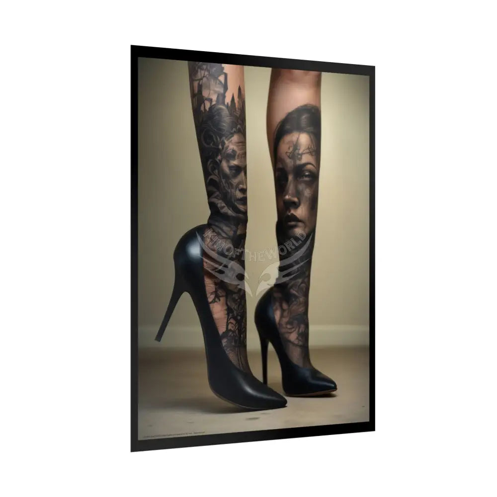 Weird Mismatched Giant High Heel Shoes - Lace Face Boot Feet Shoe High Heel Art Print Poster Poster
