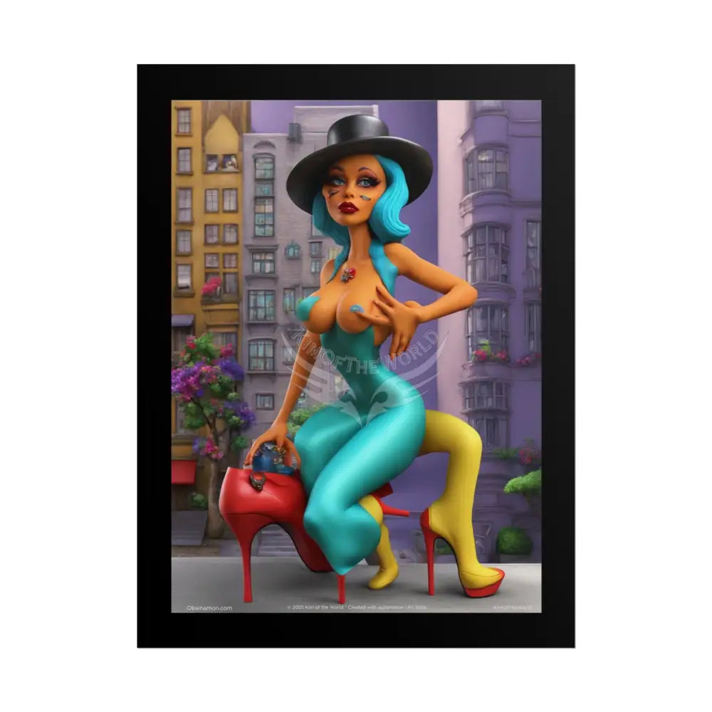 Weird Naughty 3D Clay Sculpture Girl Fashion Giantess Stiletto Fetish Weird & Braless Poster — 3D Stiletto Lady Giant