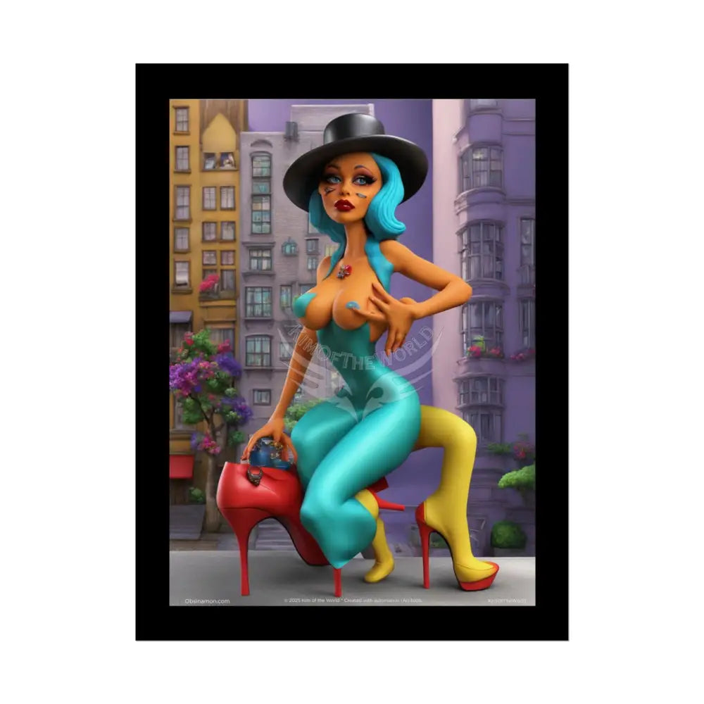 Weird Naughty 3D Clay Sculpture Girl Fashion Giantess Stiletto Fetish Weird & Braless Poster — 3D Stiletto Lady Giant
