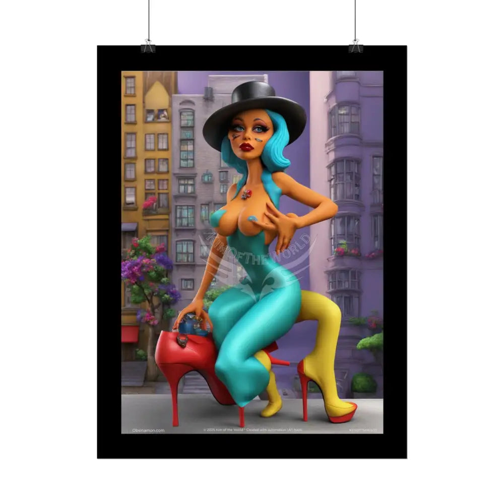 Weird Naughty 3D Clay Sculpture Girl Fashion Giantess Stiletto Fetish Weird & Braless Poster — 3D Stiletto Lady Giant