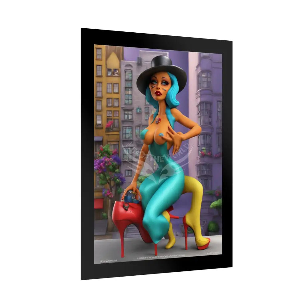 Weird Naughty 3D Clay Sculpture Girl Fashion Giantess Stiletto Fetish Weird & Braless Poster — 3D Stiletto Lady Giant