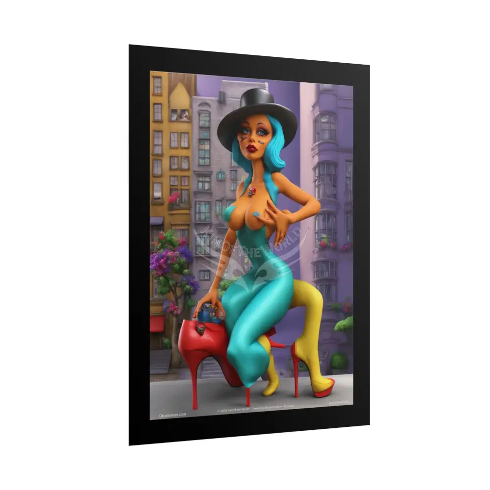 Weird Naughty 3D Clay Sculpture Girl Fashion Giantess Stiletto Fetish Weird & Braless Poster — 3D Stiletto Lady Giant