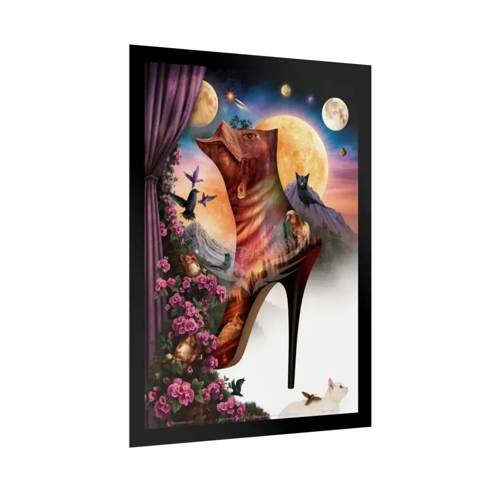 Weird Shoe Celestial Gothic Magic Mashup Floral Art Poster — Surreal Blender Sculpture Print Poster