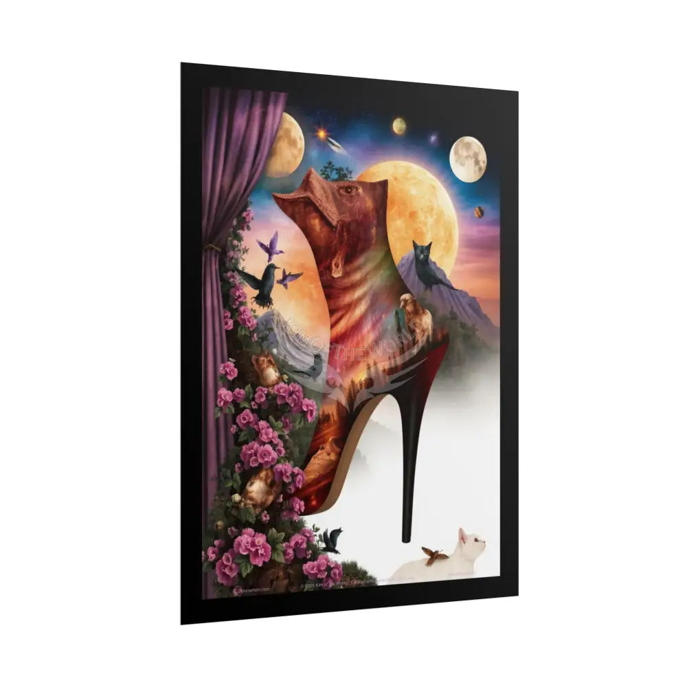Weird Shoe Celestial Gothic Magic Mashup Floral Art Poster — Surreal Blender Sculpture Print Poster