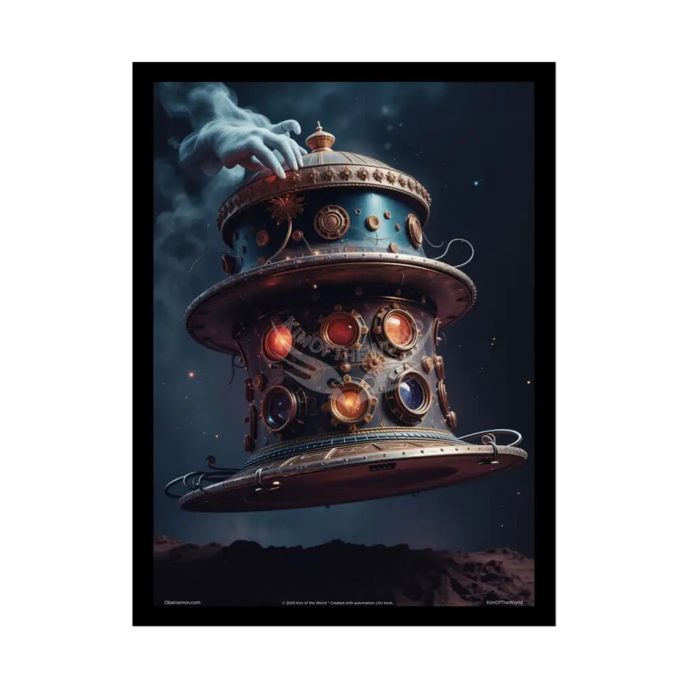 Weird Steampunk Gothic Magic Top Hat House Surreal Art Poster — Surreal Blender Sculpture Print 18″ x 24″ (Vertical)