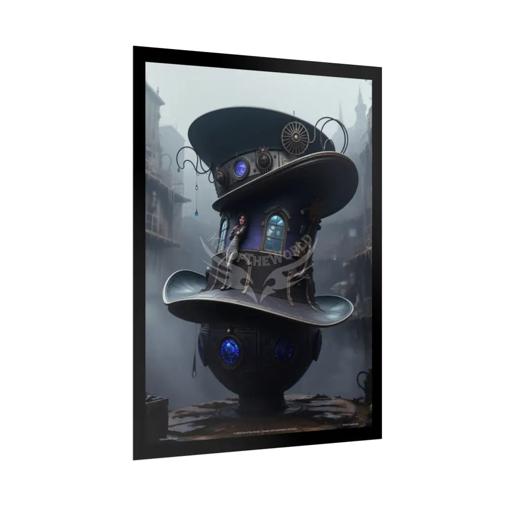 Weird Steampunk Gothic Magic Top Hat House Surreal Art Poster — Surreal Blender Sculpture Print Poster