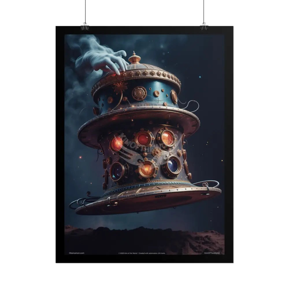 Weird Steampunk Gothic Magic Top Hat House Surreal Art Poster — Surreal Blender Sculpture Print Poster