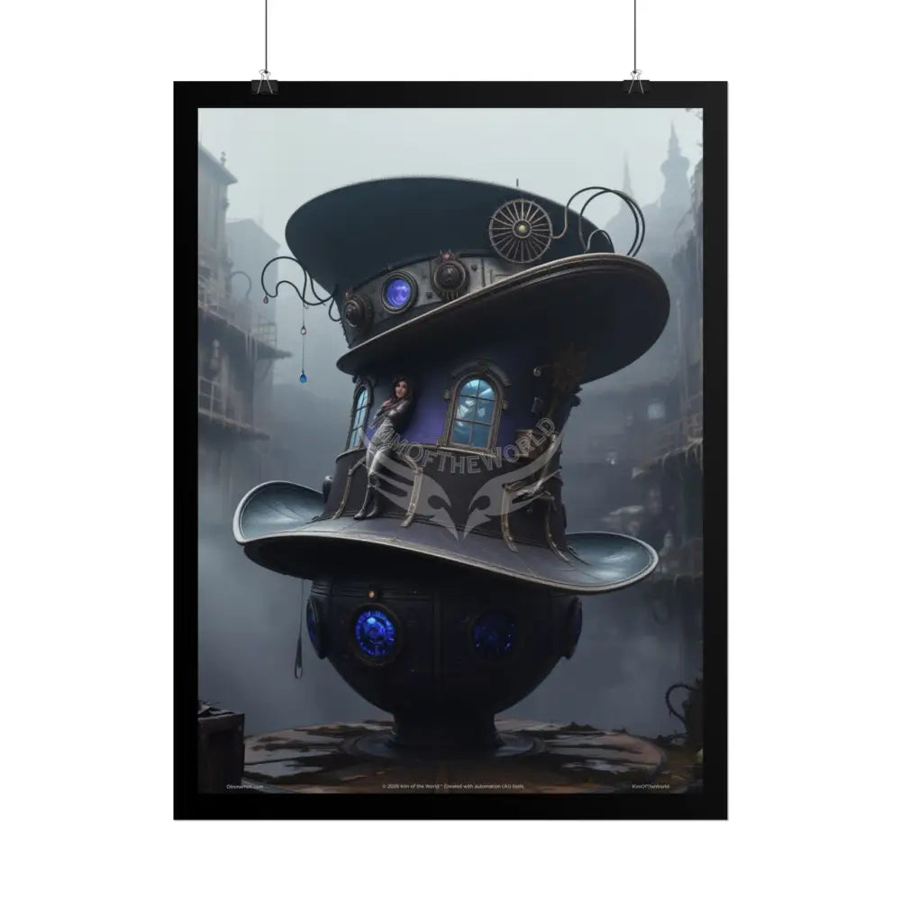 Weird Steampunk Gothic Magic Top Hat House Surreal Art Poster — Surreal Blender Sculpture Print Poster