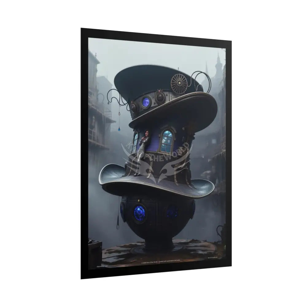 Weird Steampunk Gothic Magic Top Hat House Surreal Art Poster — Surreal Blender Sculpture Print Poster