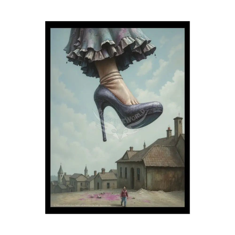 Weird Towering Giantess Girl Foot Lady Fashion Show Model Rolled Poster — Tall Girl Stiletto Art 18″ x 24″ (Vertical)