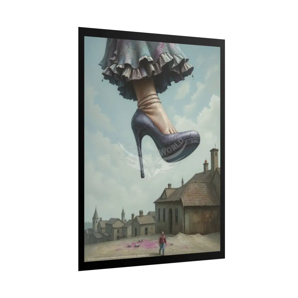 Weird Towering Giantess Girl Foot Lady Fashion Show Model Rolled Poster — Tall Girl Stiletto Art Poster