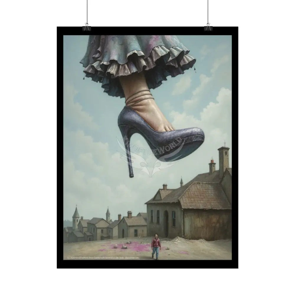 Weird Towering Giantess Girl Foot Lady Fashion Show Model Rolled Poster — Tall Girl Stiletto Art Poster