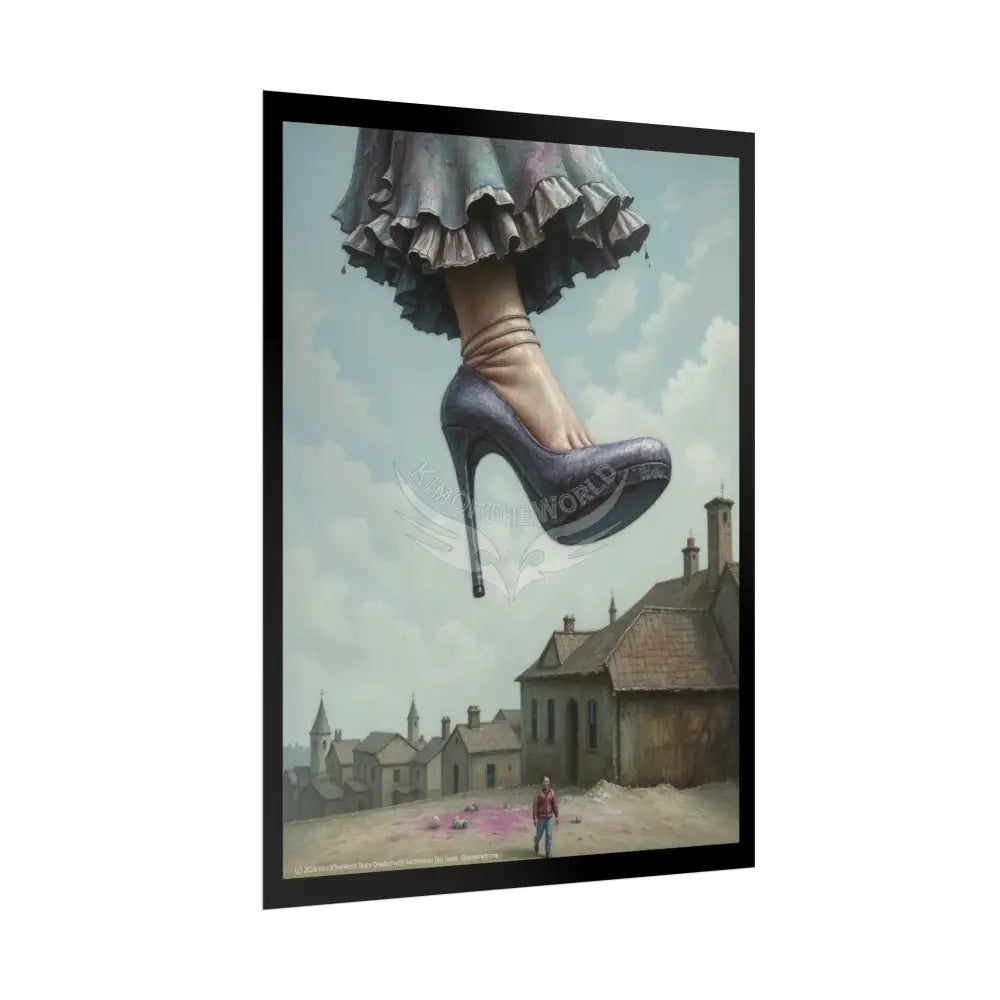 Weird Towering Giantess Girl Foot Lady Fashion Show Model Rolled Poster — Tall Girl Stiletto Art Poster