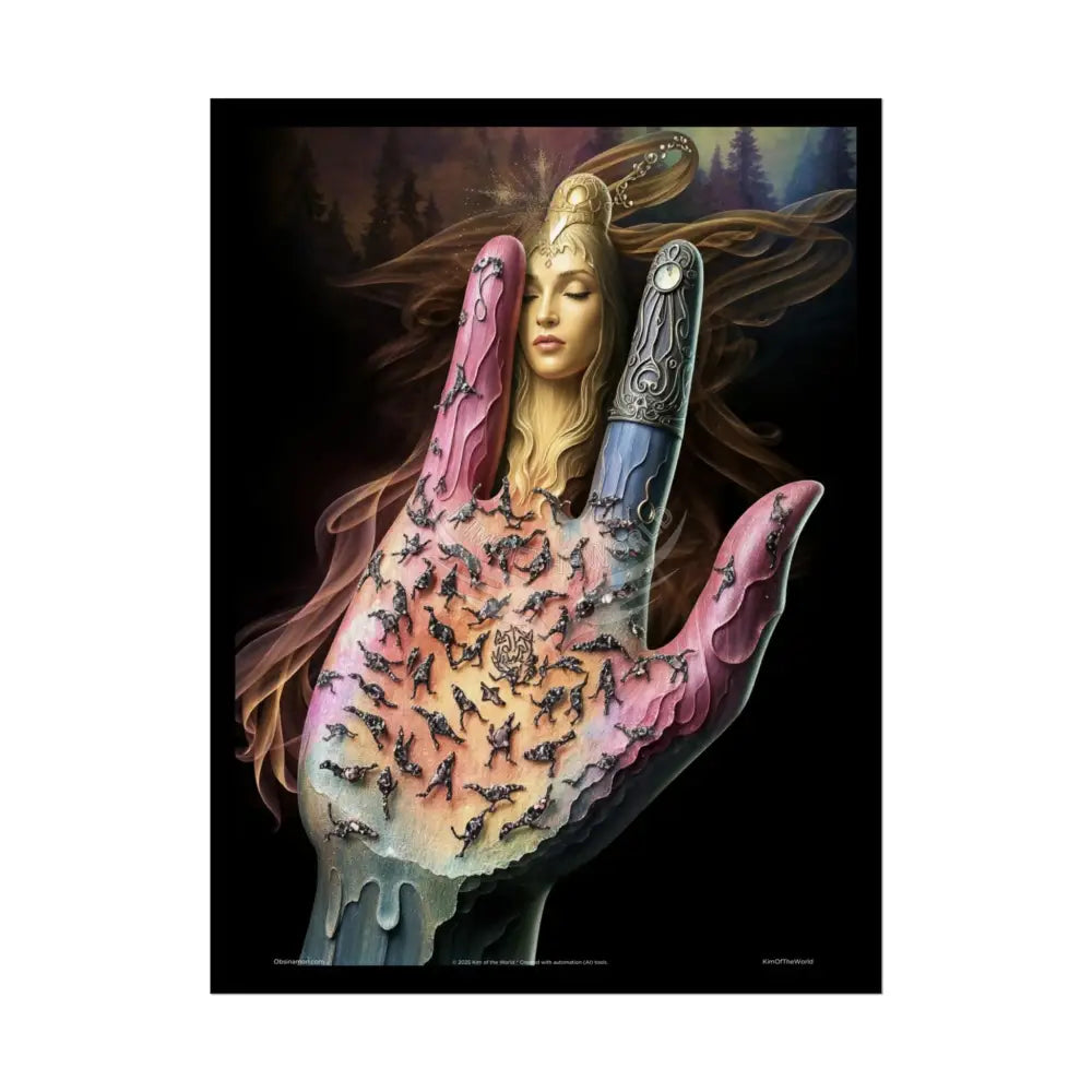 Weird & Unusual 3D Surreal Fantasy Gothic Wonderland Giant Lady Floral Bootscape Mirror Landscape Art Poster —