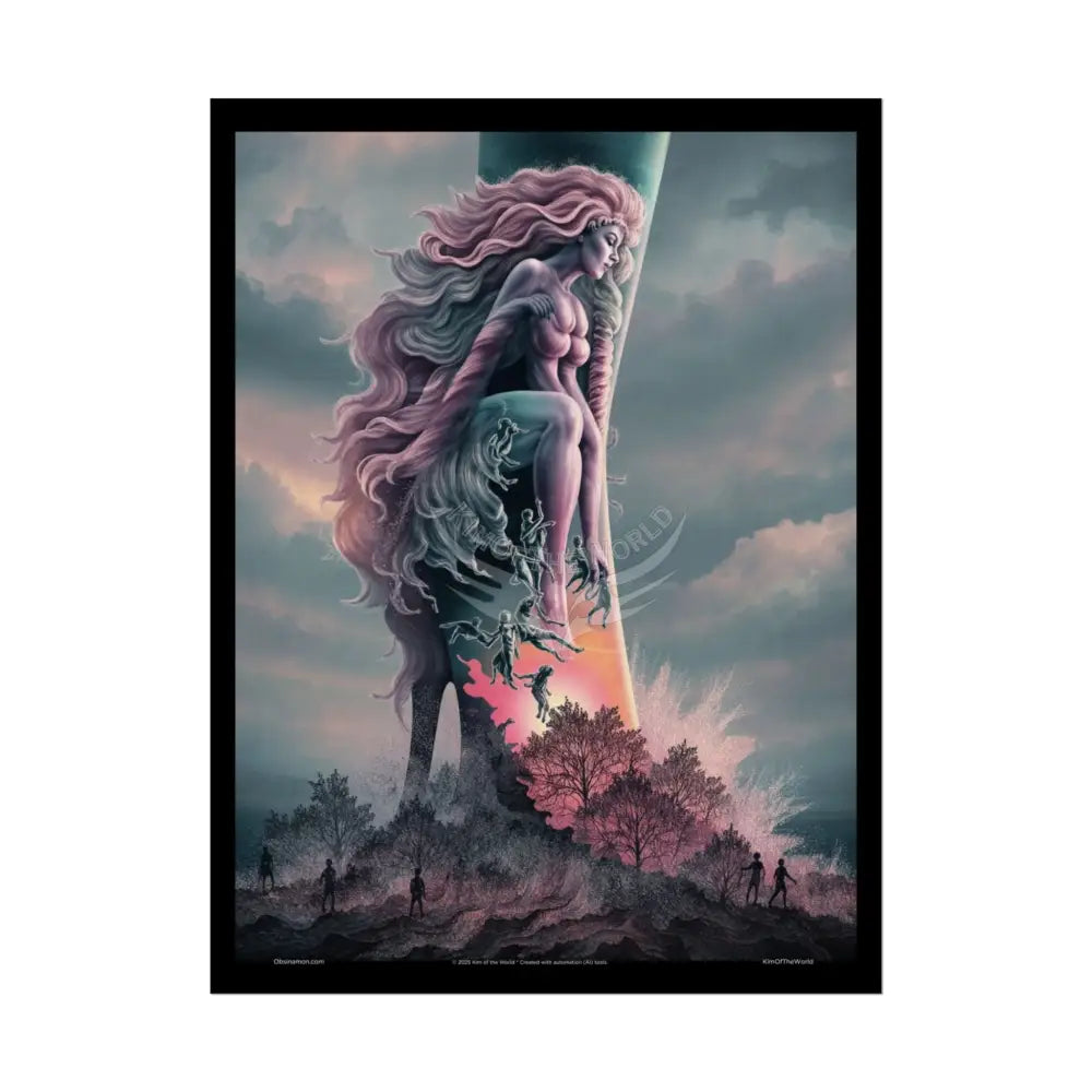 Weird & Unusual 3D Surreal Fantasy Gothic Wonderland Giant Lady Floral Bootscape Mirror Landscape Art Poster —