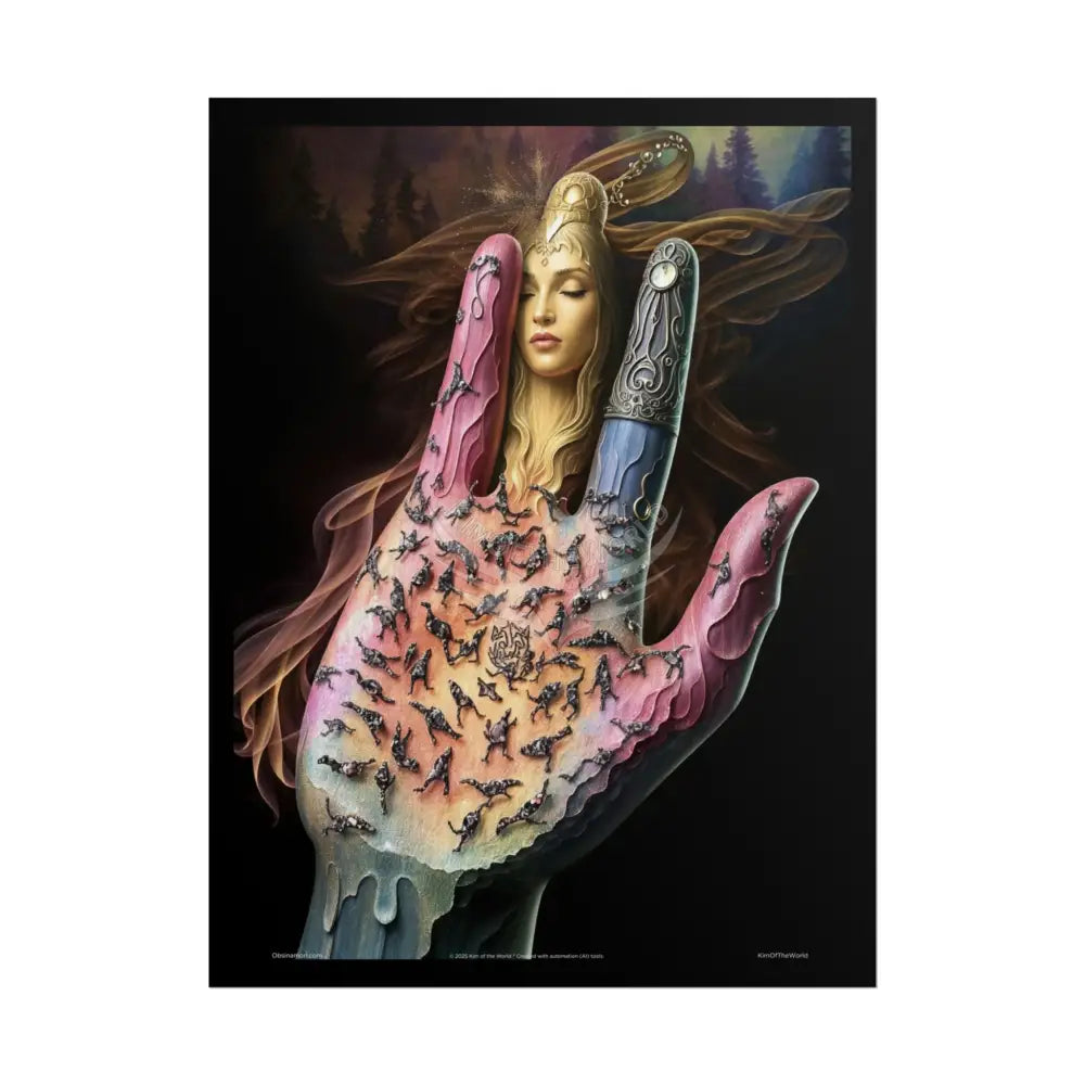 Weird & Unusual 3D Surreal Fantasy Gothic Wonderland Giant Lady Floral Bootscape Mirror Landscape Art Poster —