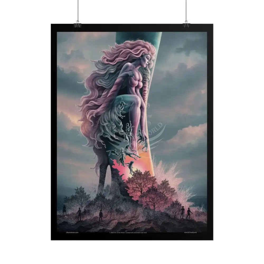 Weird & Unusual 3D Surreal Fantasy Gothic Wonderland Giant Lady Floral Bootscape Mirror Landscape Art Poster —