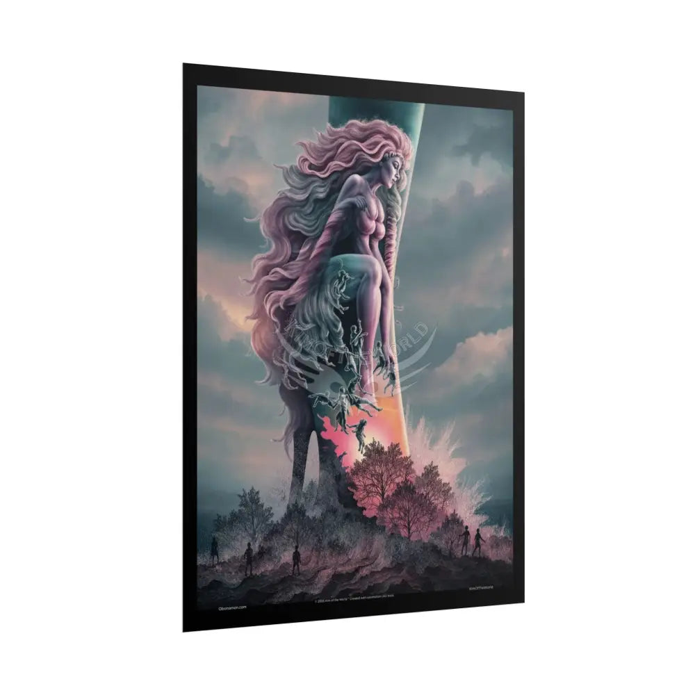 Weird & Unusual 3D Surreal Fantasy Gothic Wonderland Giant Lady Floral Bootscape Mirror Landscape Art Poster —