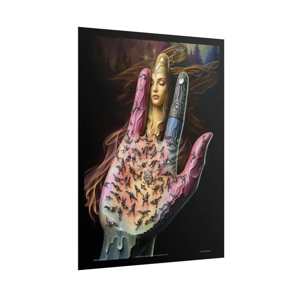 Weird & Unusual 3D Surreal Fantasy Gothic Wonderland Giant Lady Floral Bootscape Mirror Landscape Art Poster —