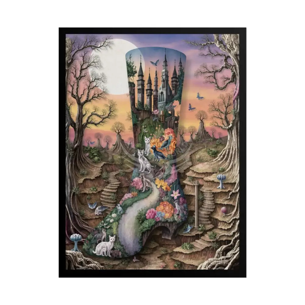Weird & Unusual 3D Surreal Giant Floral Boot Cat Fantasy Gothic Wonderland Bootscape Art Poster — Exclusive Blender