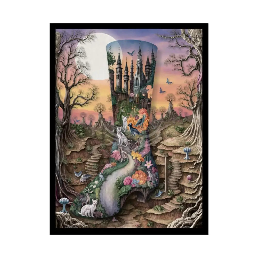 Weird & Unusual 3D Surreal Giant Floral Boot Cat Fantasy Gothic Wonderland Bootscape Art Poster — Exclusive Blender