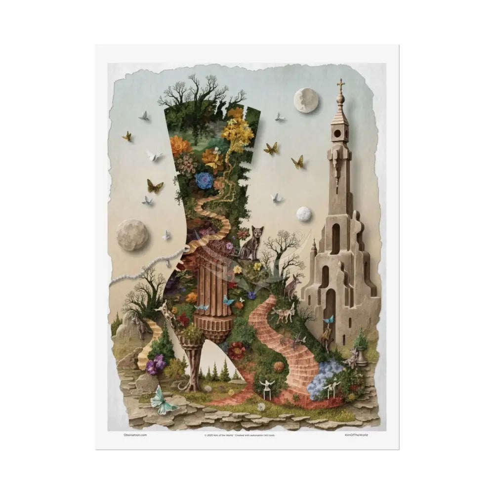 Weird & Unusual 3D Surreal Giant Floral Boot Fantasy Gothic Wonderland Bootscape Art Poster — Exclusive Blender Diorama