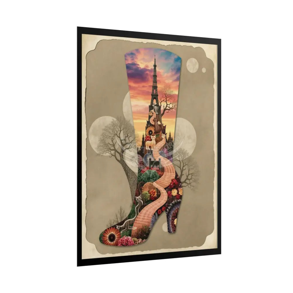 Weird & Unusual 3D Surreal Giant Floral Boot Fantasy Gothic Wonderland Bootscape Art Poster — Exclusive Blender Diorama