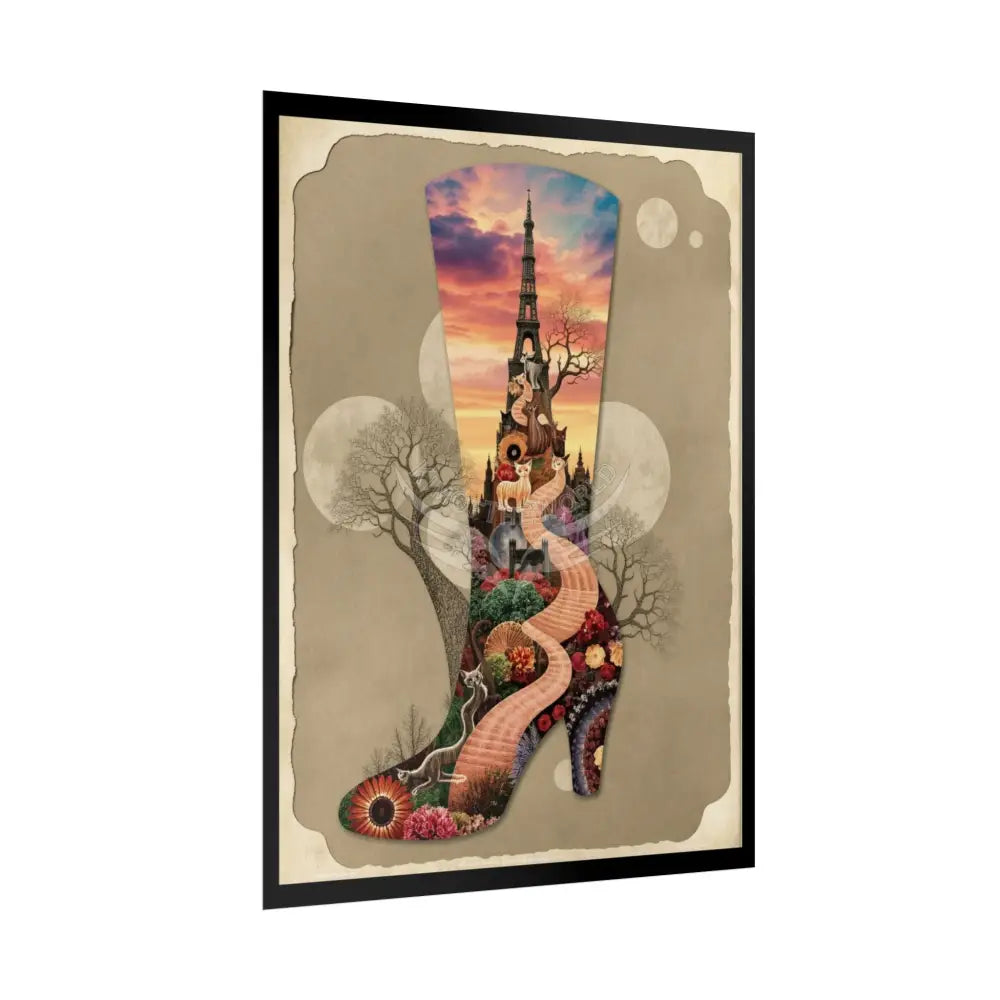 Weird & Unusual 3D Surreal Giant Floral Boot Fantasy Gothic Wonderland Bootscape Art Poster — Exclusive Blender Diorama