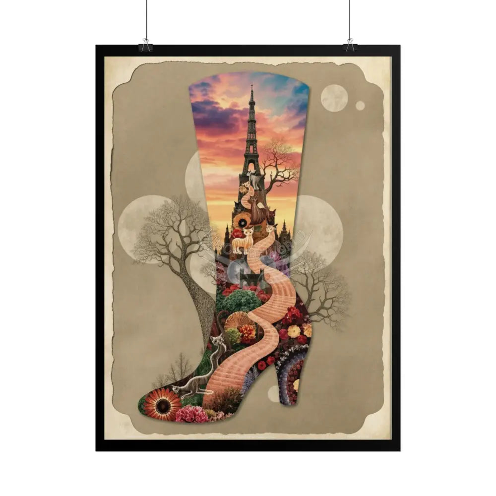 Weird & Unusual 3D Surreal Giant Floral Boot Fantasy Gothic Wonderland Bootscape Art Poster — Exclusive Blender Diorama