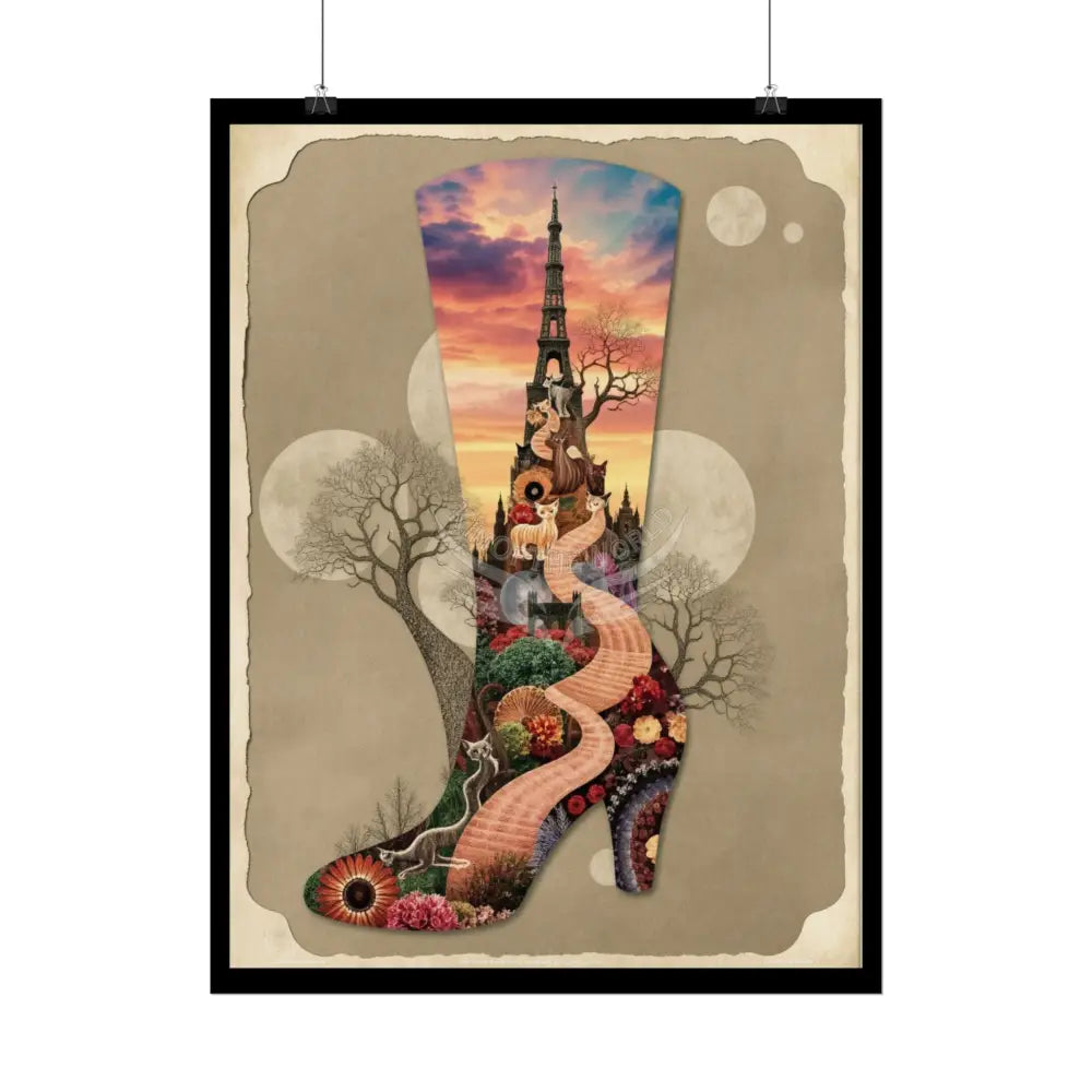 Weird & Unusual 3D Surreal Giant Floral Boot Fantasy Gothic Wonderland Bootscape Art Poster — Exclusive Blender Diorama