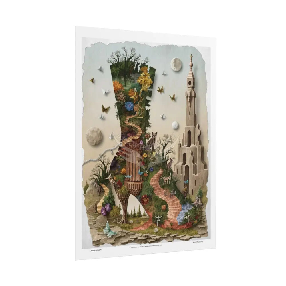 Weird & Unusual 3D Surreal Giant Floral Boot Fantasy Gothic Wonderland Bootscape Art Poster — Exclusive Blender Diorama
