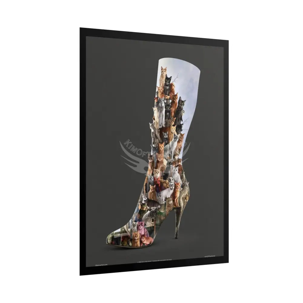 Weird & Unusual 3D Surreal Giant Kitty Cat Boot Fantasy Gothic Wonderland Giant Art Poster — Exclusive Blender Diorama