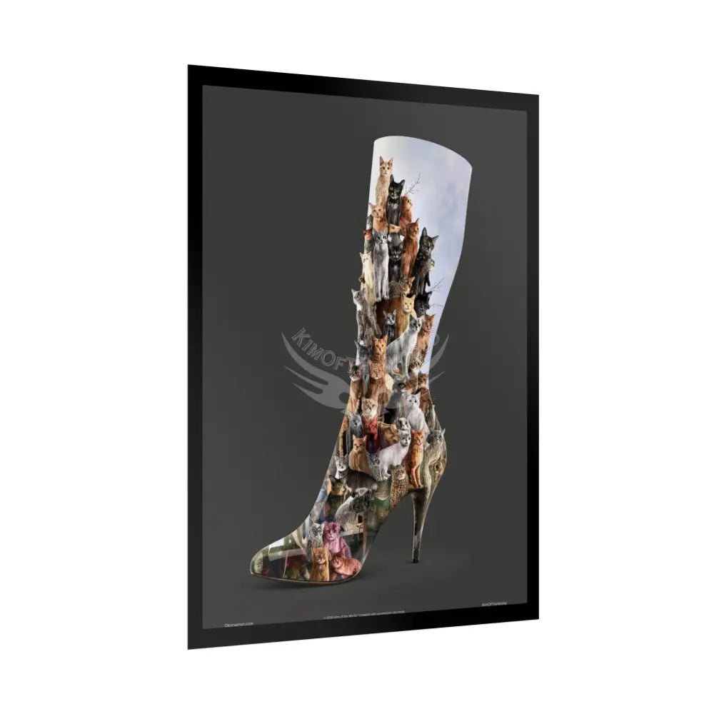 Weird & Unusual 3D Surreal Giant Kitty Cat Boot Fantasy Gothic Wonderland Giant Art Poster — Exclusive Blender Diorama