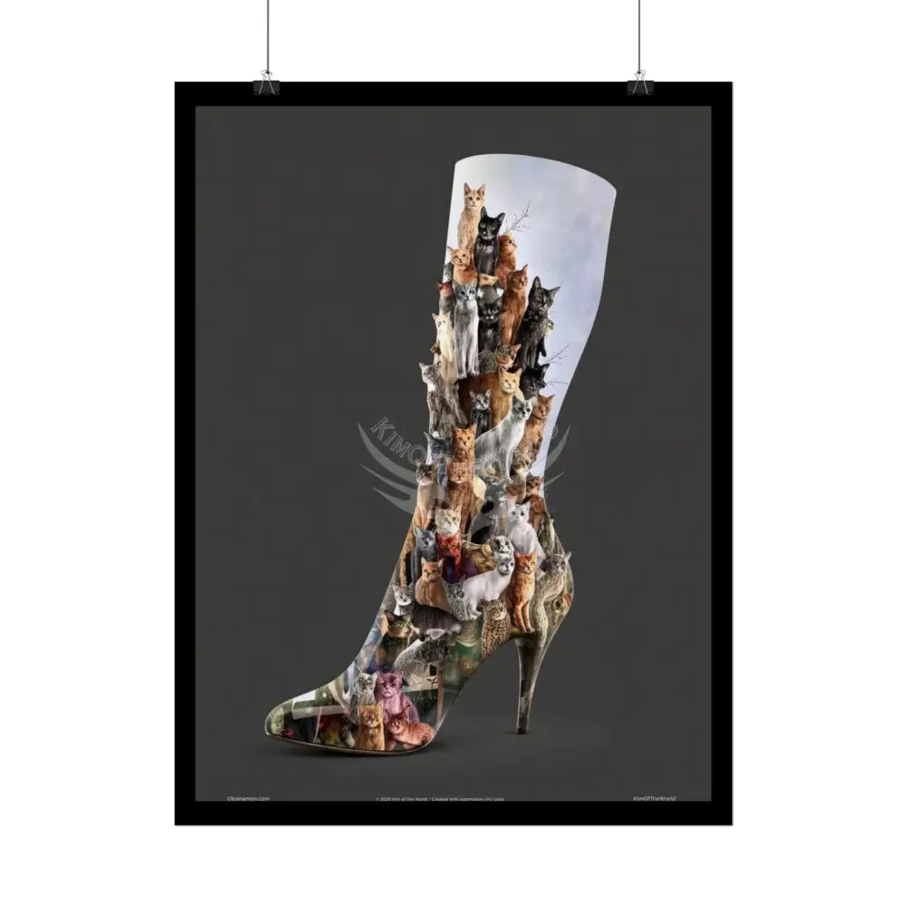 Weird & Unusual 3D Surreal Giant Kitty Cat Boot Fantasy Gothic Wonderland Giant Art Poster — Exclusive Blender Diorama