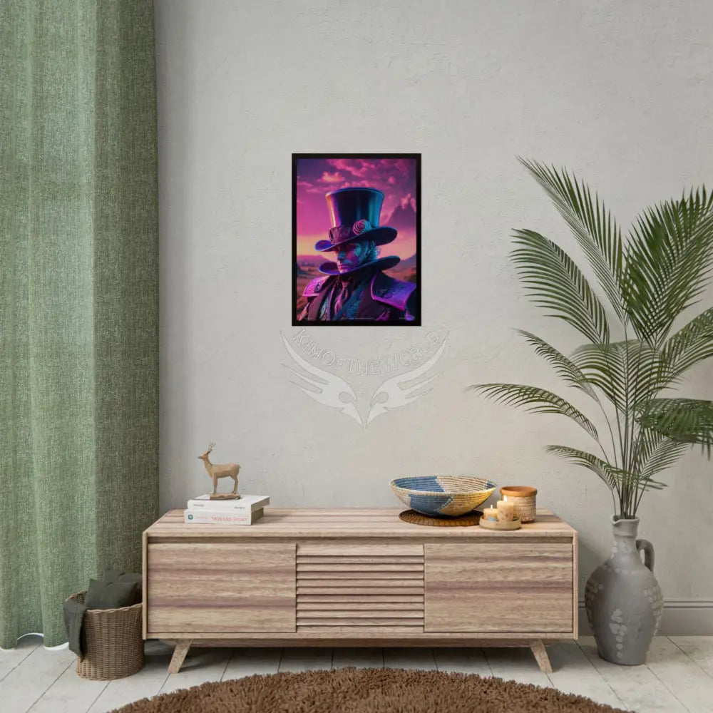 Weird Vaporwave Magician Gentleman Man Hat Portrait Profile Poster — 3D Flat Art Print Poster Set Pieces Poster