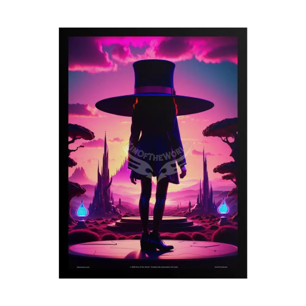Weird Vaporwave Magician Hat Portrait Profile Poster — 3D Flat Art Print Poster Set Pieces 18″ x 24″ (Vertical) / Matte