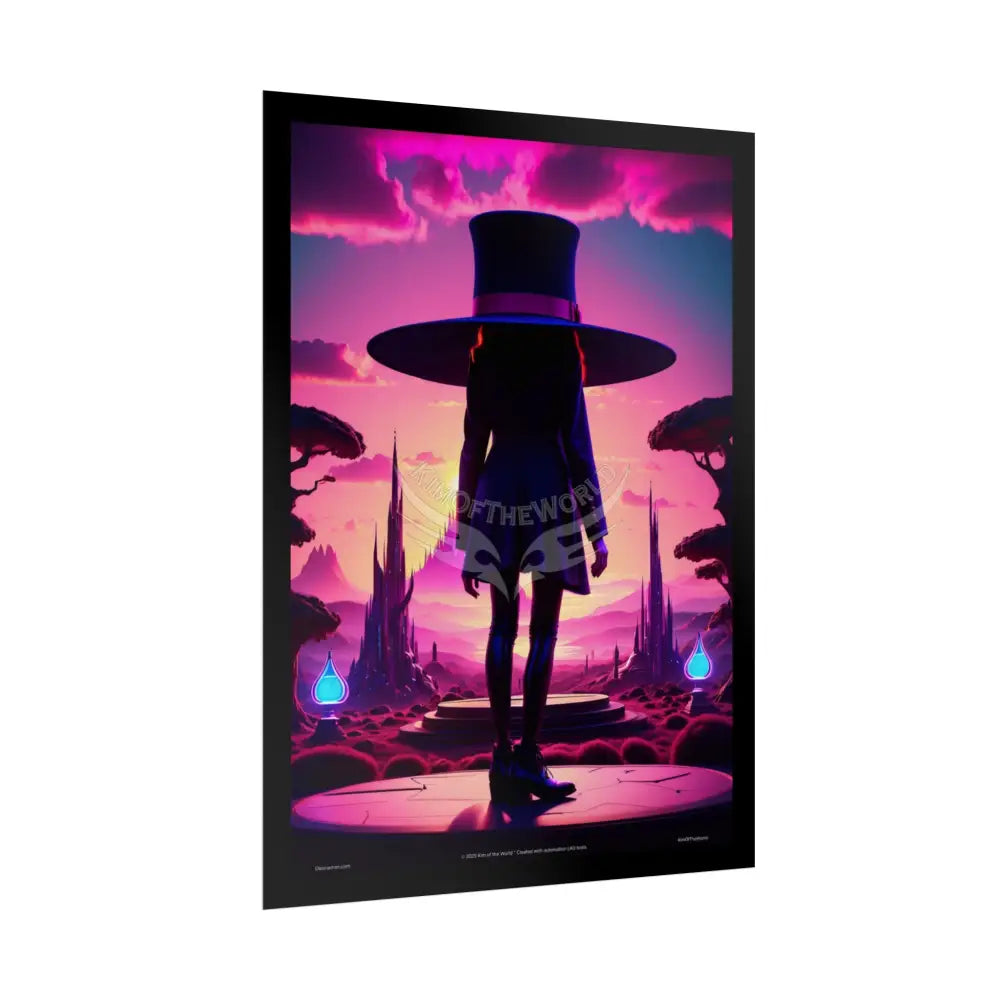 Weird Vaporwave Magician Hat Portrait Profile Poster — 3D Flat Art Print Poster Set Pieces Poster