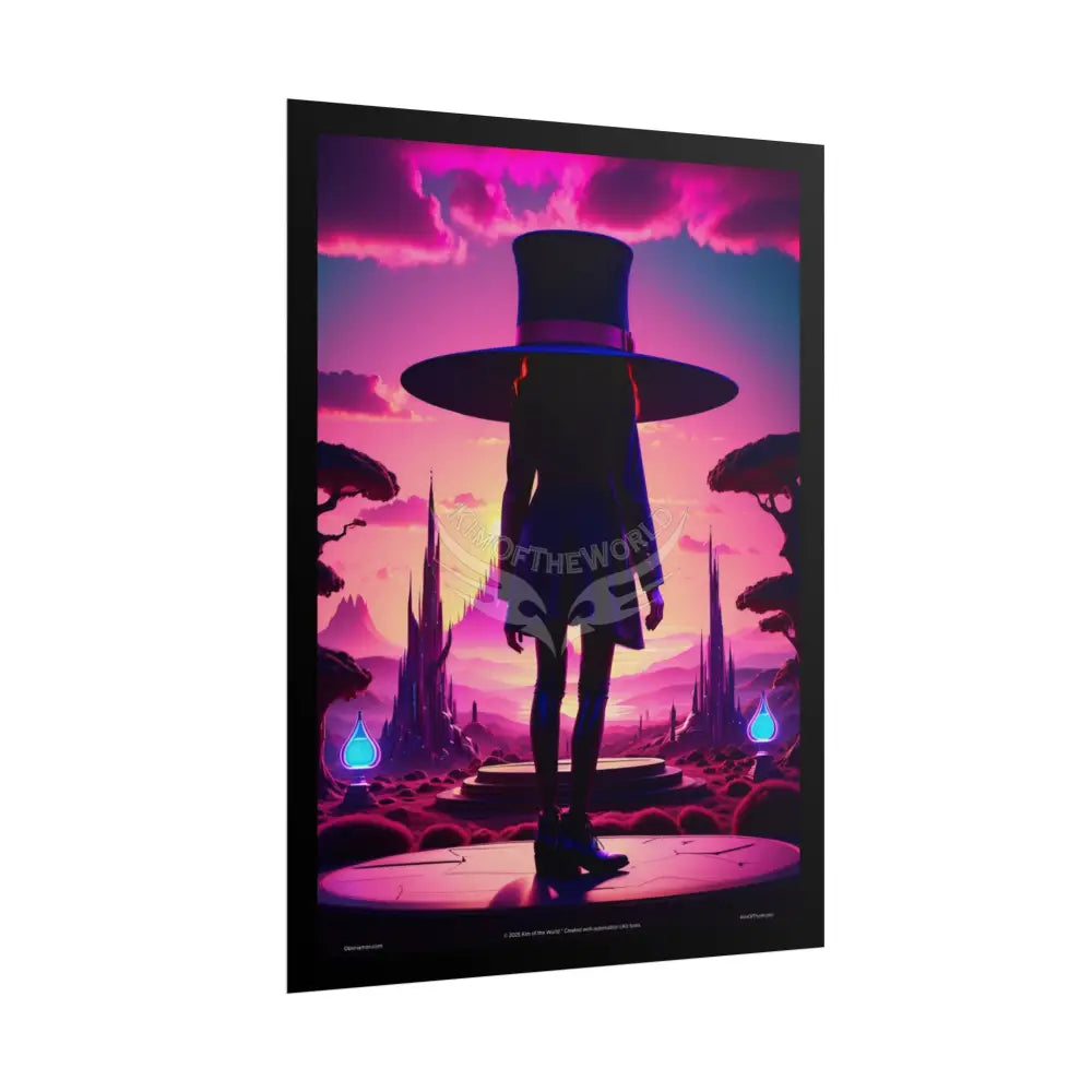 Weird Vaporwave Magician Hat Portrait Profile Poster — 3D Flat Art Print Poster Set Pieces Poster