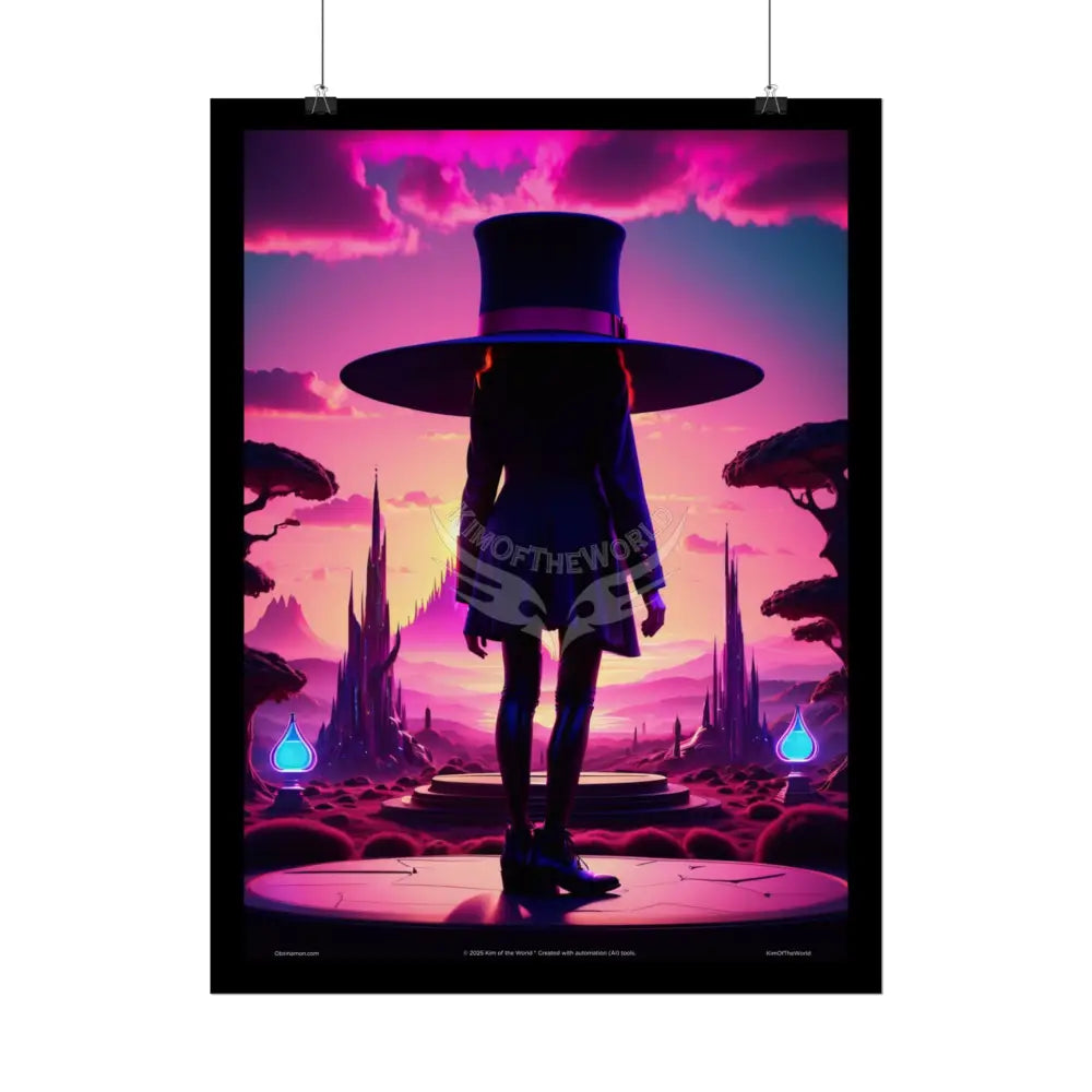 Weird Vaporwave Magician Hat Portrait Profile Poster — 3D Flat Art Print Poster Set Pieces Poster