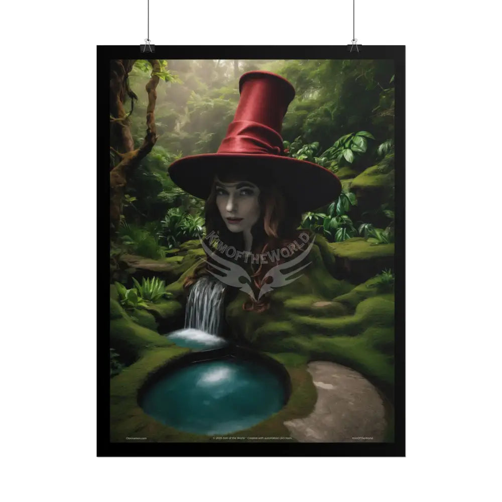 Weird Witch Forest Girl Magician Hat Portrait Profile Poster — 3D Flat Art Print Poster Set Pieces Poster